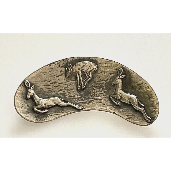 Signed Candida S Africa Leaping Gazelle or Springbok Brooch - Picture 1 of 5
